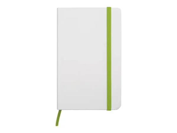 LIBRETA WHITE Libreta de pasta dura blanca con 80 hojas rayadas y cierre elástico de color para personalización