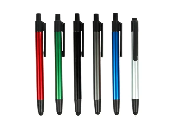 Bolígrafo en aluminio Kozan de aluminio con puntero touch y tinta azul personalizado para congresos en Querétaro.