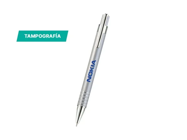Bolígrafo Treviglio de aluminio con clip cromado y tinta azul para campañas promocionales en Querétaro.