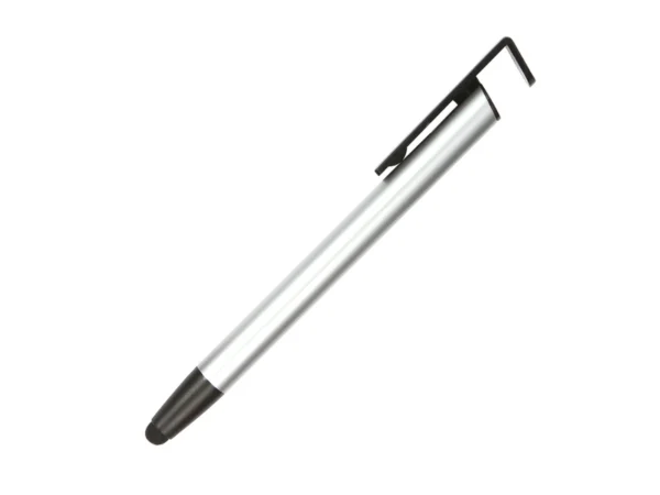 Bolígrafo Vansbro con puntero touch y soporte para celular integrado, ideal para kits de oficina en Querétaro.