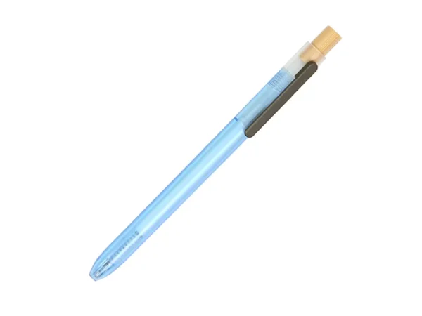 Bolígrafo Malung con barril translúcido, botón de bambú y tinta negra para campañas masivas en Querétaro.