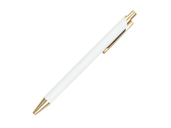 Bolígrafo Martella de aluminio rociado metálico con detalles dorados y tinta negra para campañas institucionales en Querétaro.