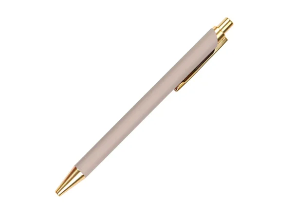 Bolígrafo Martella de aluminio rociado metálico con detalles dorados y tinta negra para campañas institucionales en Querétaro.