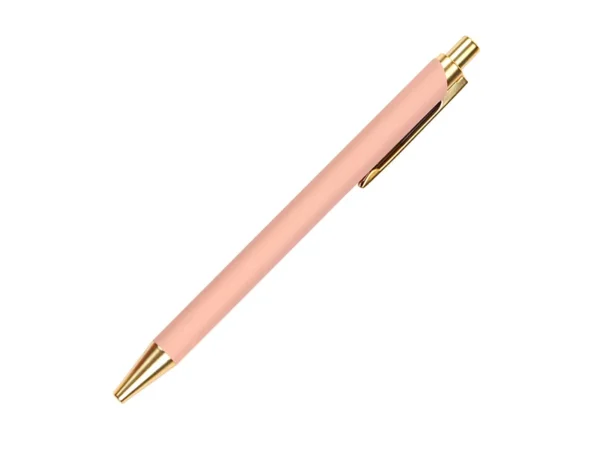 Bolígrafo Martella de aluminio rociado metálico con detalles dorados y tinta negra para campañas institucionales en Querétaro.