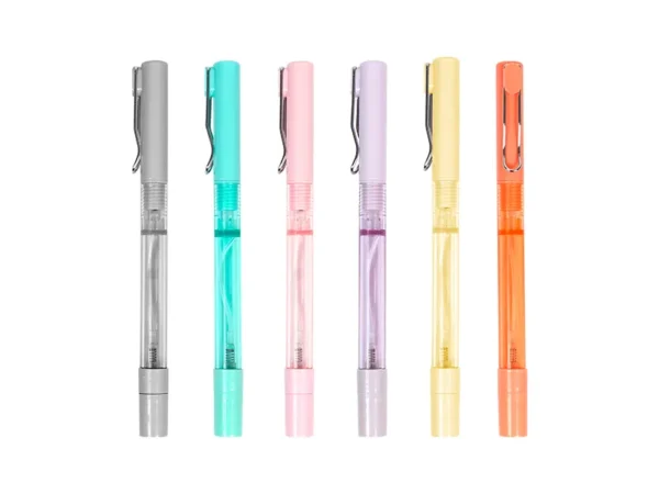 Bolígrafo Kenge antibacterial con atomizador de 4ml y tinta de gel negra para ferias comerciales en Querétaro.