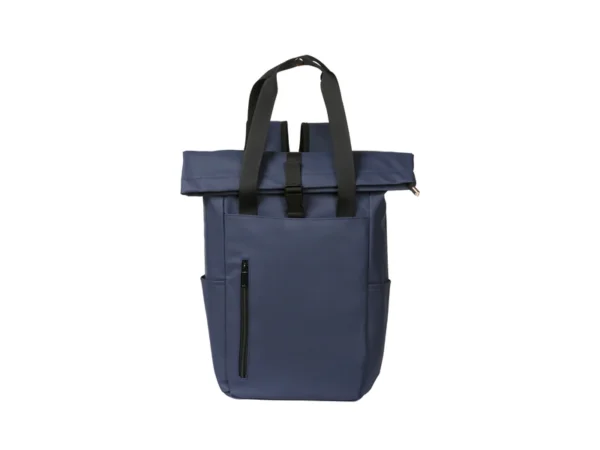 Bagpack Legnica de cuero sintético con compartimento para laptop de 16 pulgadas y diseño roll-top para ejecutivos en Querétaro.