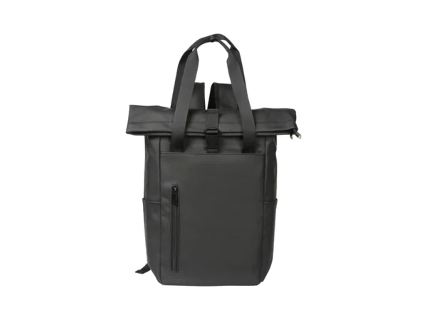 Bagpack Legnica de cuero sintético con compartimento para laptop de 16 pulgadas y diseño roll-top para ejecutivos en Querétaro.