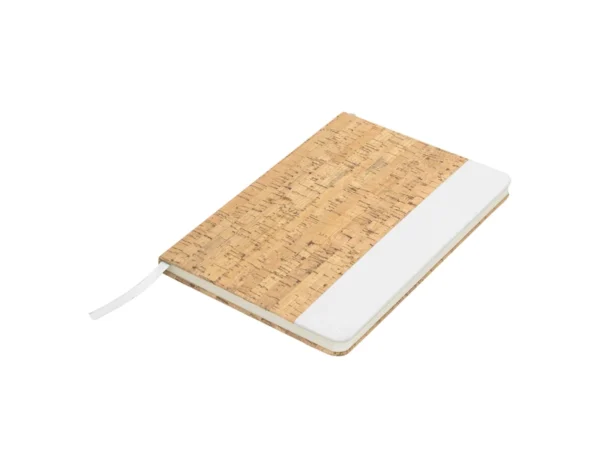 Libreta MARROQUÍ con tapa de corcho y poliuretano, 80 hojas rayadas y encuadernación cosida para empresas en Querétaro.