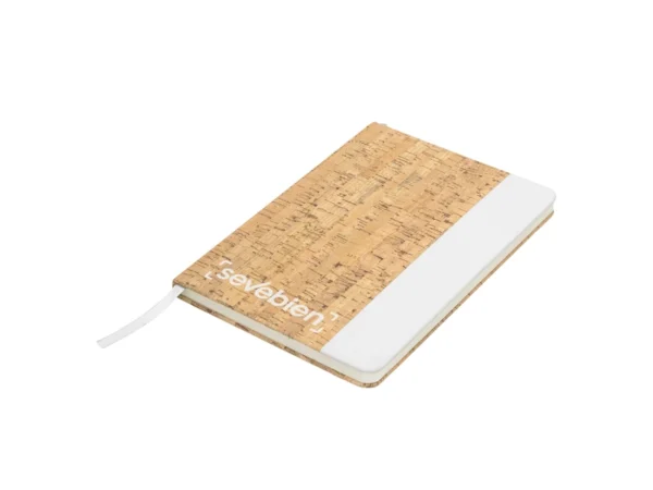 Libreta MARROQUÍ con tapa de corcho y poliuretano, 80 hojas rayadas y encuadernación cosida para empresas en Querétaro.