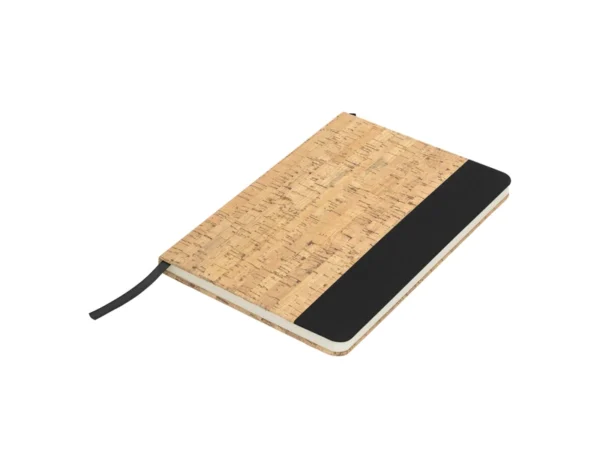 Libreta MARROQUÍ con tapa de corcho y poliuretano, 80 hojas rayadas y encuadernación cosida para empresas en Querétaro.