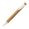 Bolígrafo de bambú Tudela con clip en forma de hoja y detalles en fibra de trigo para regalos empresariales en Querétaro.