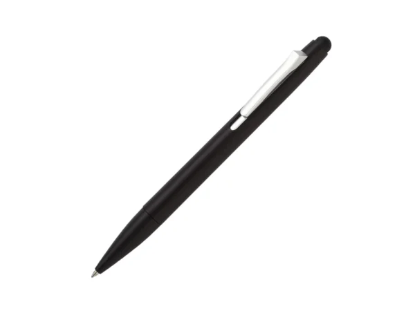 Bolígrafo Lindi con acabado metálico, puntero touch y tinta negra para campañas promocionales en Querétaro.