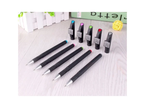 Bolígrafo Talsi con acabado mate, clip integrado y tinta de gel negra para congresos en Querétaro.