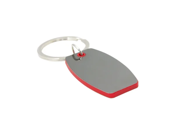 Llavero BORD ovalado con estructura de ABS de color y apliques laterales de acero gris gun.