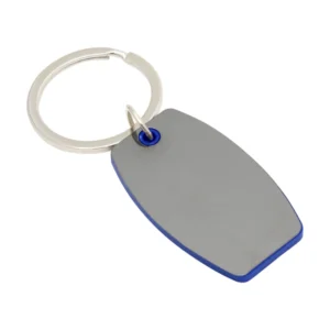 Llavero BORD ovalado con estructura de ABS de color y apliques laterales de acero gris gun.