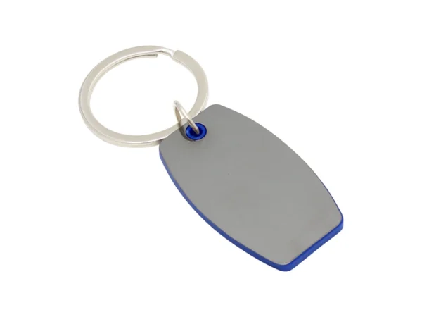 Llavero BORD ovalado con estructura de ABS de color y apliques laterales de acero gris gun.