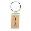 Llavero de bambú TAG rectangular con detalles metálicos y estuche de regalo individual para fidelización corporativa.