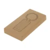 Llavero de bambú TAG rectangular con detalles metálicos y estuche de regalo individual para fidelización corporativa.
