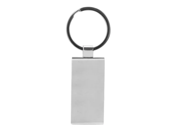Llavero de bambú TAG rectangular con detalles metálicos y estuche de regalo individual para fidelización corporativa.