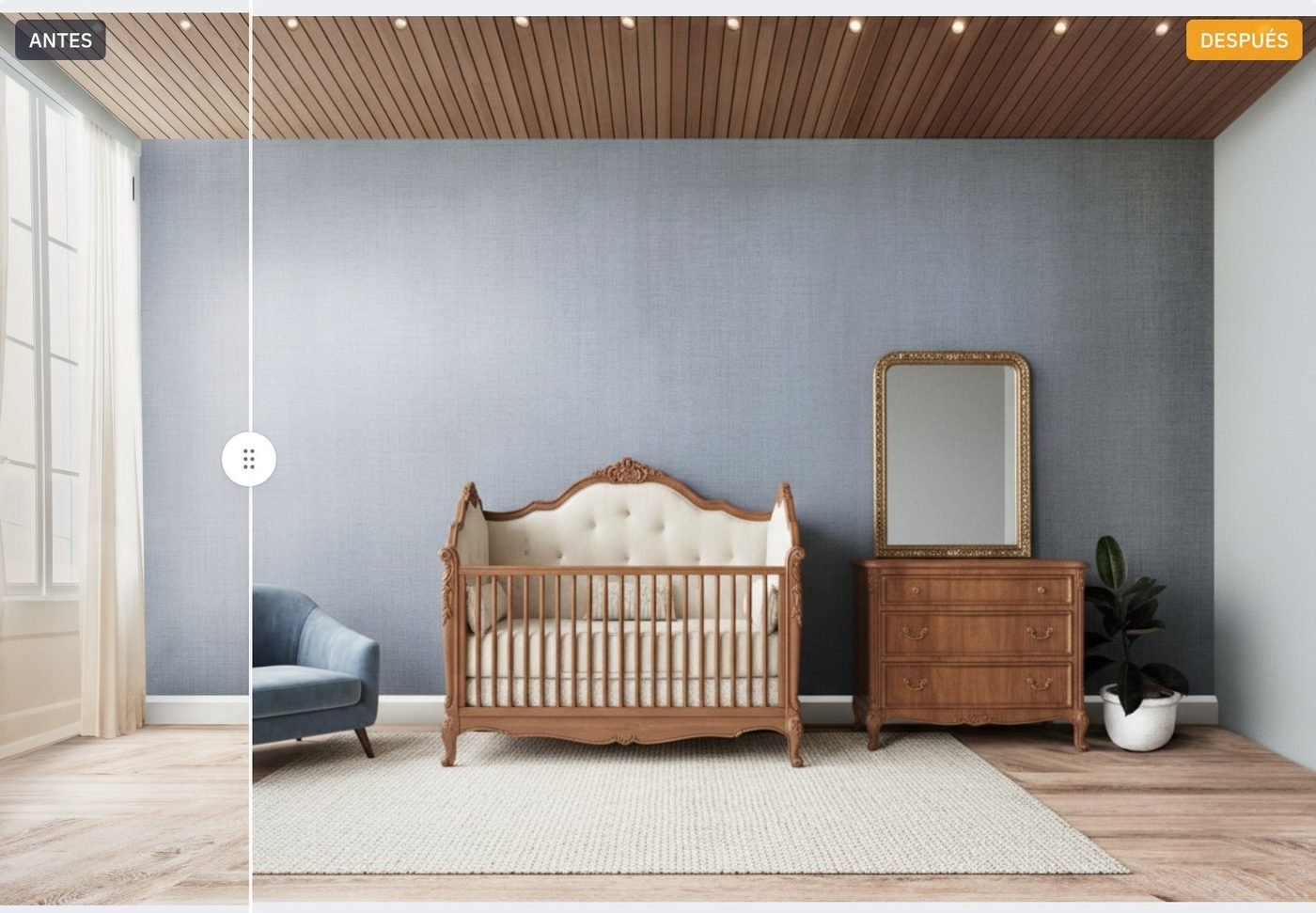 Cuarto de bebé transformado con estilo clásico