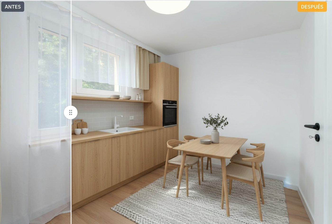 Cocina transformada con estilo nórdico