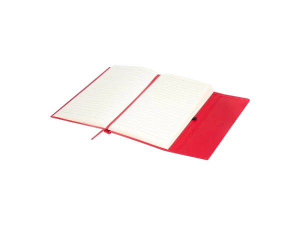 Libreta Bok de curpiel con solapa magnética y 80 hojas de raya personalizada para eventos corporativos.