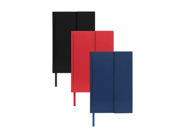Libreta Bok de curpiel con solapa magnética y 80 hojas de raya personalizada para eventos corporativos.
