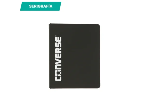 Libreta Bramley de curpiel con espiral y pasta rígida, 80 hojas rayadas para marketing corporativo y oficina.