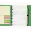 Libreta ECO de cartón con espiral, bolígrafo incluido, notas adhesivas de colores y cierre imantado.