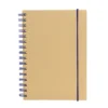 Libreta IBERICA con tapa de papel kraft, encuadernación en espiral de color y banda elástica de cierre.