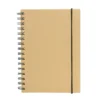 Libreta IBERICA con tapa de papel kraft, encuadernación en espiral de color y banda elástica de cierre.