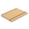 Libreta IBERICA con tapa de papel kraft, encuadernación en espiral de color y banda elástica de cierre.