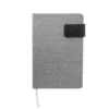 Libreta TIK de diseño ejecutivo en RPET gris con cierre magnético de neodimio y tira de poliuretano.