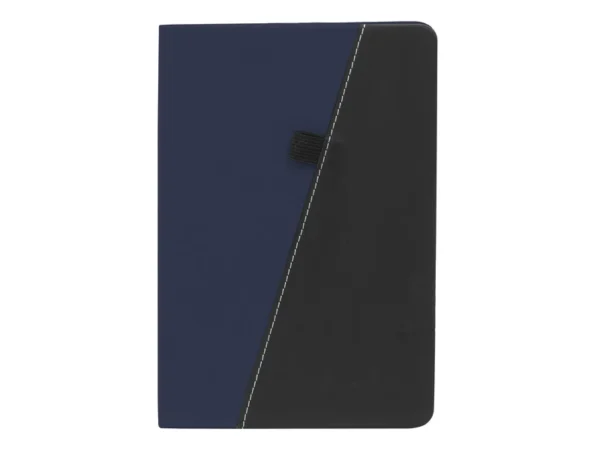 Libreta TREK bicolor con tapa rígida de poliuretano, portalápices elástico y encuadernación cosida.