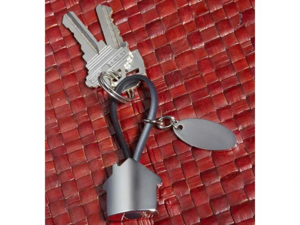 LLAVERO CASA CON PLACA de hule y metal con grabado láser ejecutivo y estuche individual para empresas en Querétaro.
