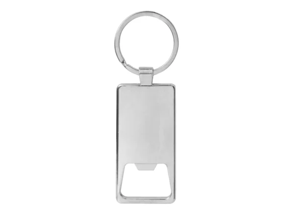 Llavero destapador KIDRINK con estructura metálica brillante, panel de bambú barnizado y estuche de regalo con terciopelo.