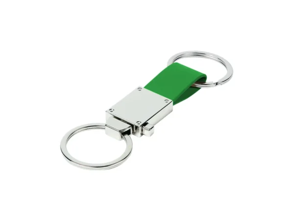 Llavero Detroit de aleación de zinc y correa de curpiel con argolla desprendible para regalos institucionales en congresos.