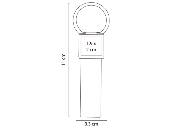 Llavero Gladstone de metal y tela con placa para grabado láser ideal para equipos comerciales y ventas.