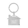 LLAVERO METÁLICO CASA en forma de casa con acabado pulido y estuche de regalo individual para fuerza de ventas.