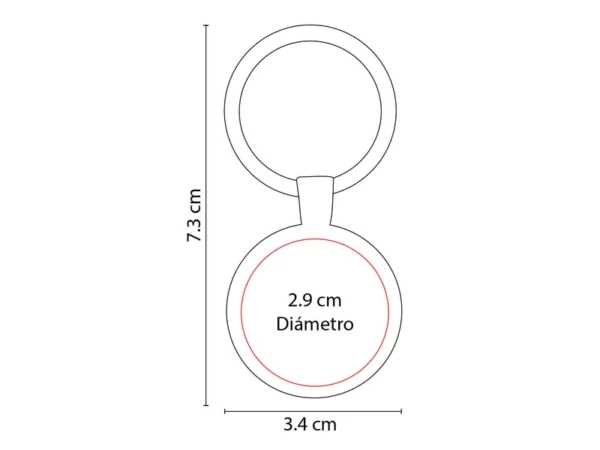 LLAVERO RUBENS metálico de 3.4 x 7.3 cm con caja individual para grabado láser de logotipos empresariales.