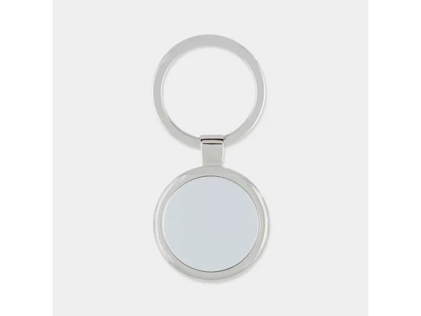 LLAVERO RUBENS metálico de 3.4 x 7.3 cm con caja individual para grabado láser de logotipos empresariales.