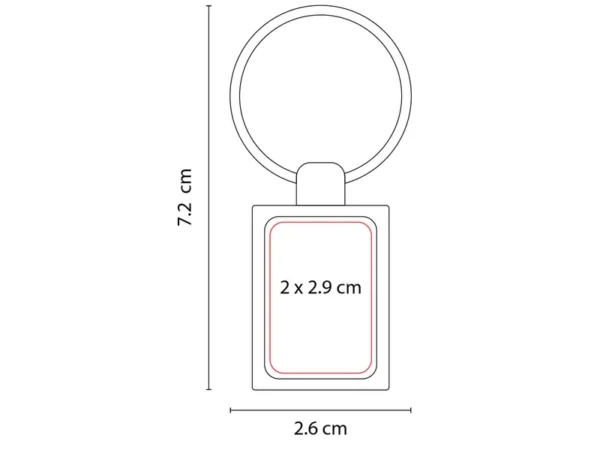 Llavero Square metálico con diseño geométrico para grabado láser, ideal para kits de bienvenida y onboarding corporativo.