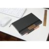 Set Bowil ejecutivo con libreta de RPET reciclado y bolígrafo de acero inoxidable en caja de regalo.