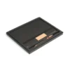 Set Bowil ejecutivo con libreta de RPET reciclado y bolígrafo de acero inoxidable en caja de regalo.