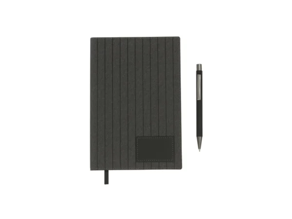 Set Mauron ejecutivo con libreta A5 de Termo PU, bolígrafo y caja de regalo negra para campañas empresariales.