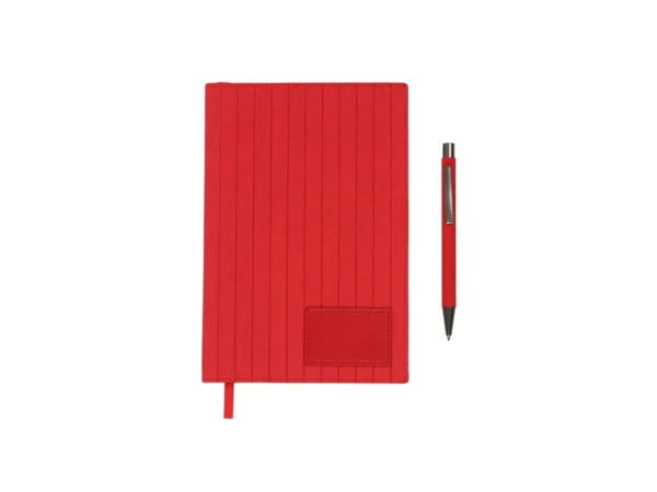 Set Mauron ejecutivo con libreta A5 de Termo PU, bolígrafo y caja de regalo negra para campañas empresariales.