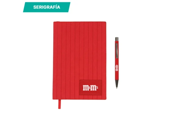 Set Mauron ejecutivo con libreta A5 de Termo PU, bolígrafo y caja de regalo negra para campañas empresariales.
