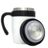Taza Malva de 500 ml fabricada en acero inoxidable con doble pared al vacío, asa ergonómica y tapa de rosca.