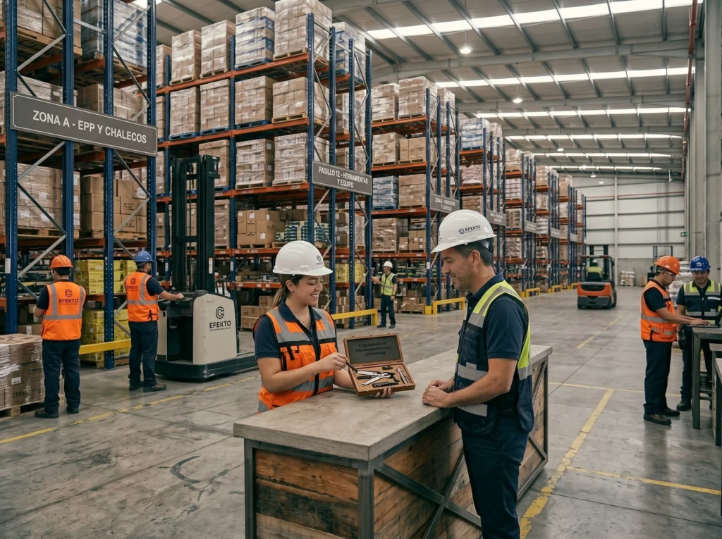 Artículos Promocionales Industriales en Querétaro dentro de un almacén
