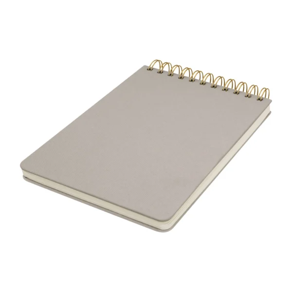 Libreta Latka personalizada para empresas con logo, cubierta de tela tipo lino y espiral. Ideal para branding corporativo en Querétaro.